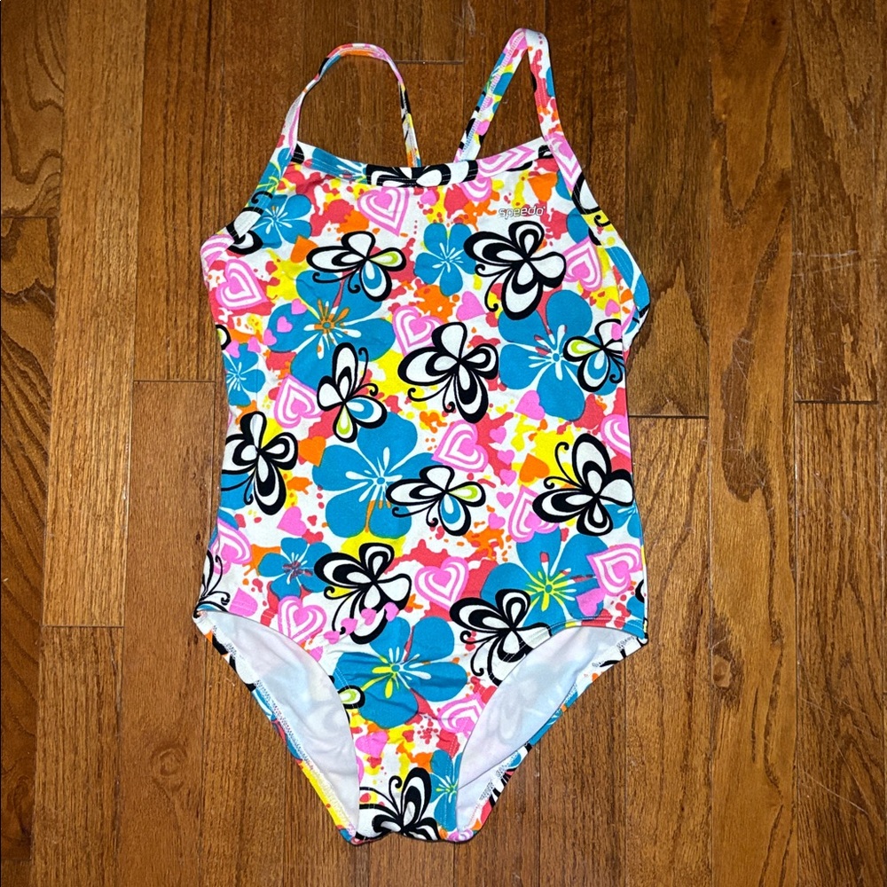 Speedo One Piece Swimsuit Butterfly Floral Size 12